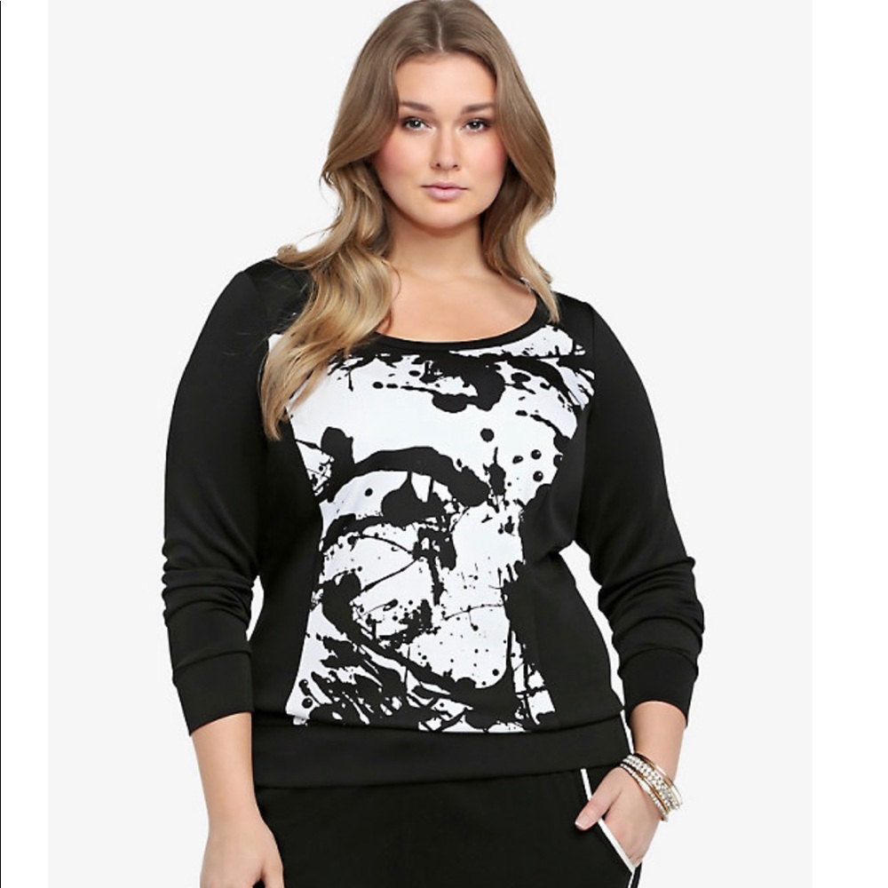 TORRID Black & White Splatter sweatshirt - size 1X